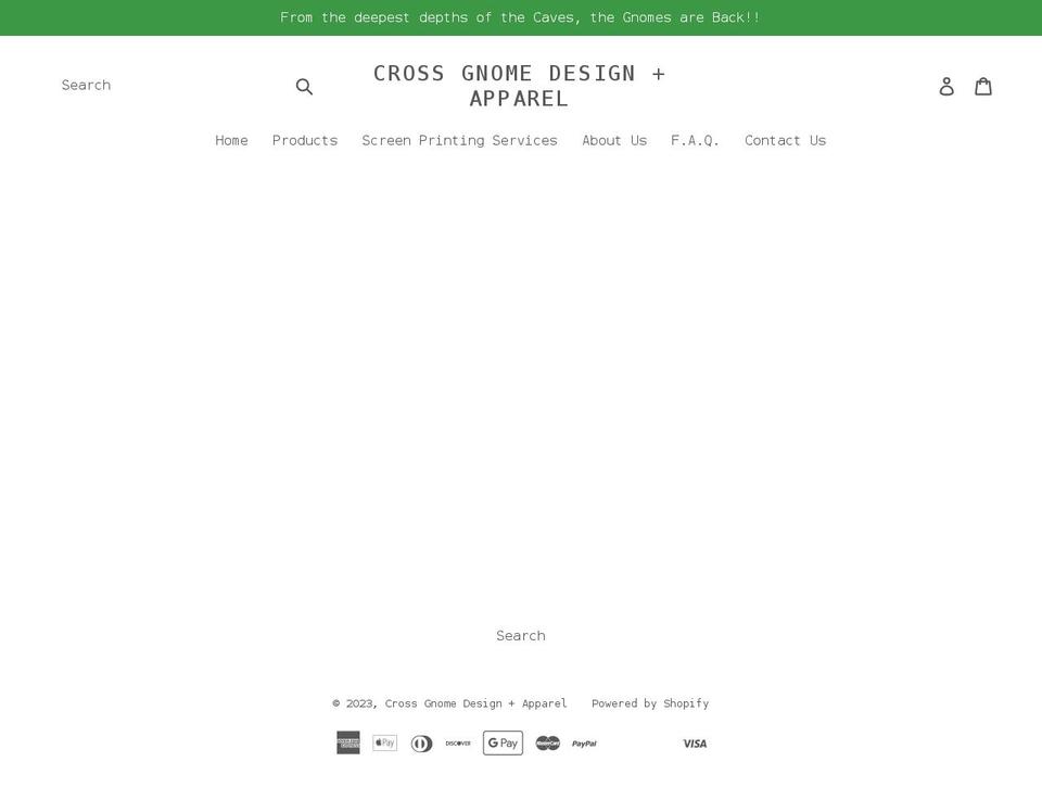 crossgnome.com shopify website screenshot