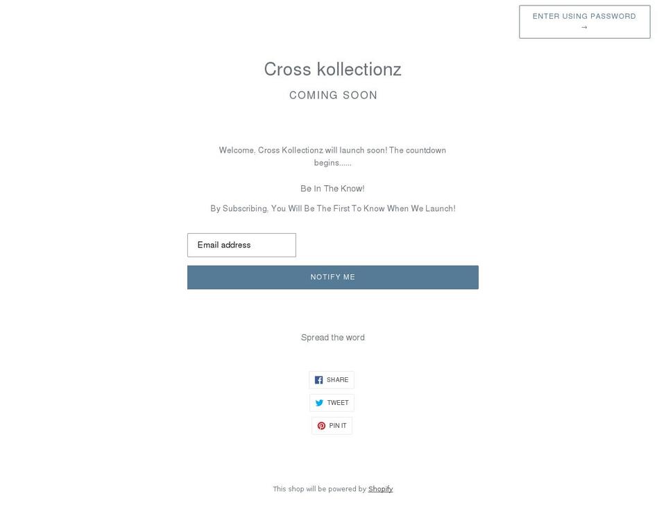crosskollectionz.com shopify website screenshot