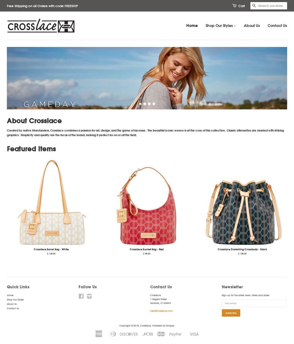 crosslacelacrosse.com — Shopify storefront screenshot