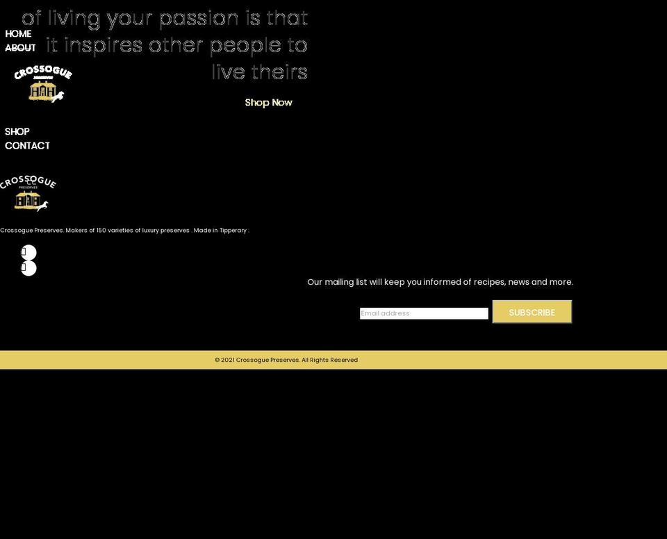 crossoguepreserves.com shopify website screenshot