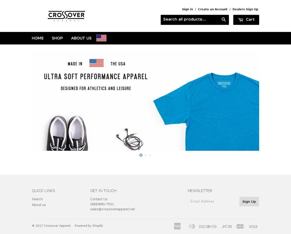 crossoverapparel.net shopify website screenshot