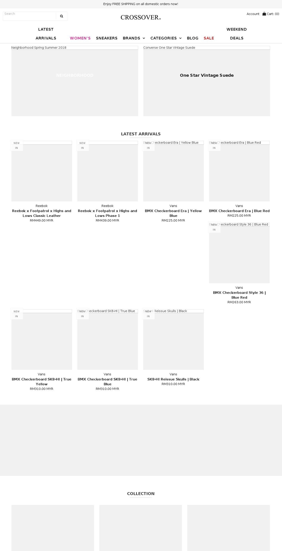 crossoverconceptstore.com shopify website screenshot