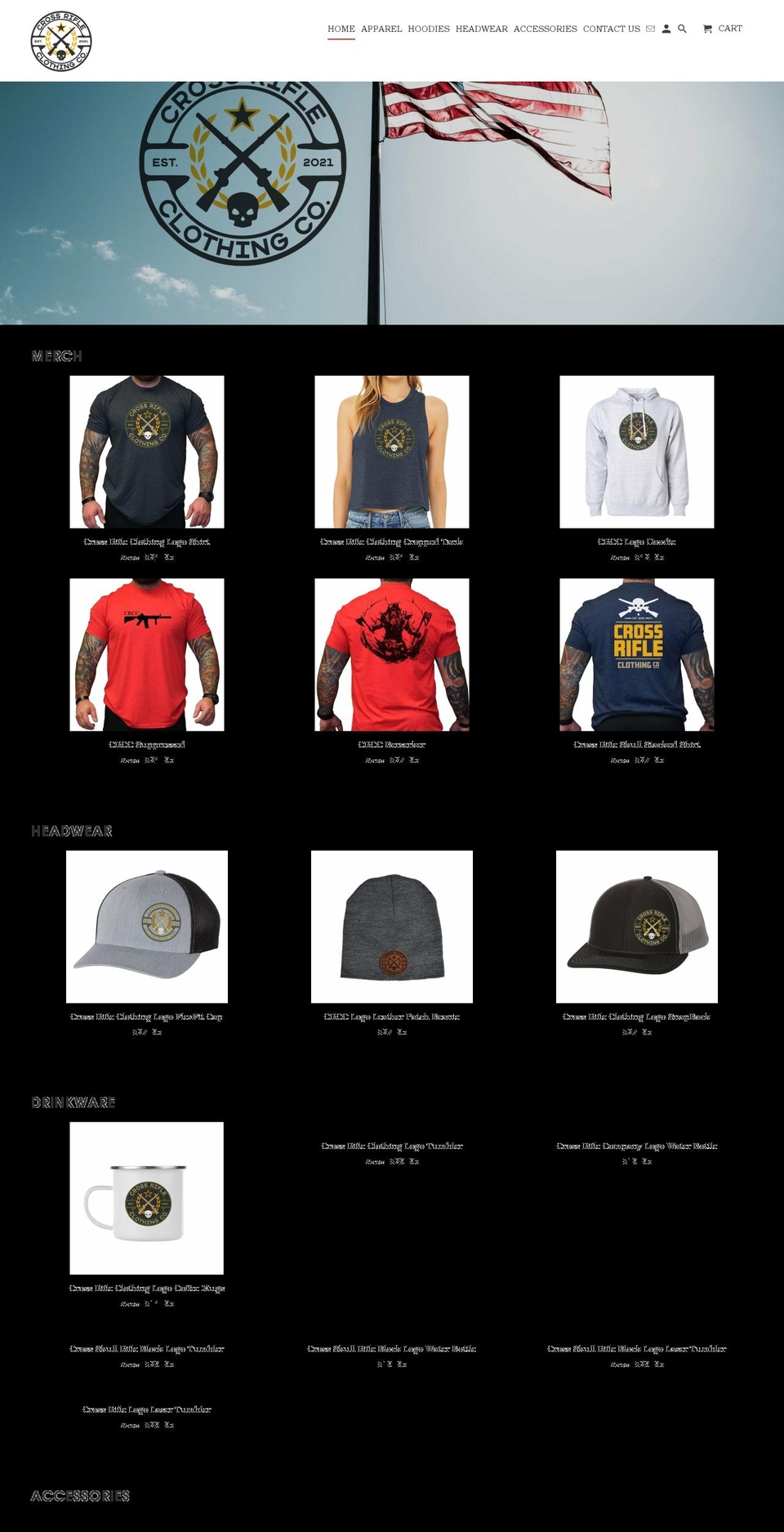 crossrifleclothing.com shopify website screenshot