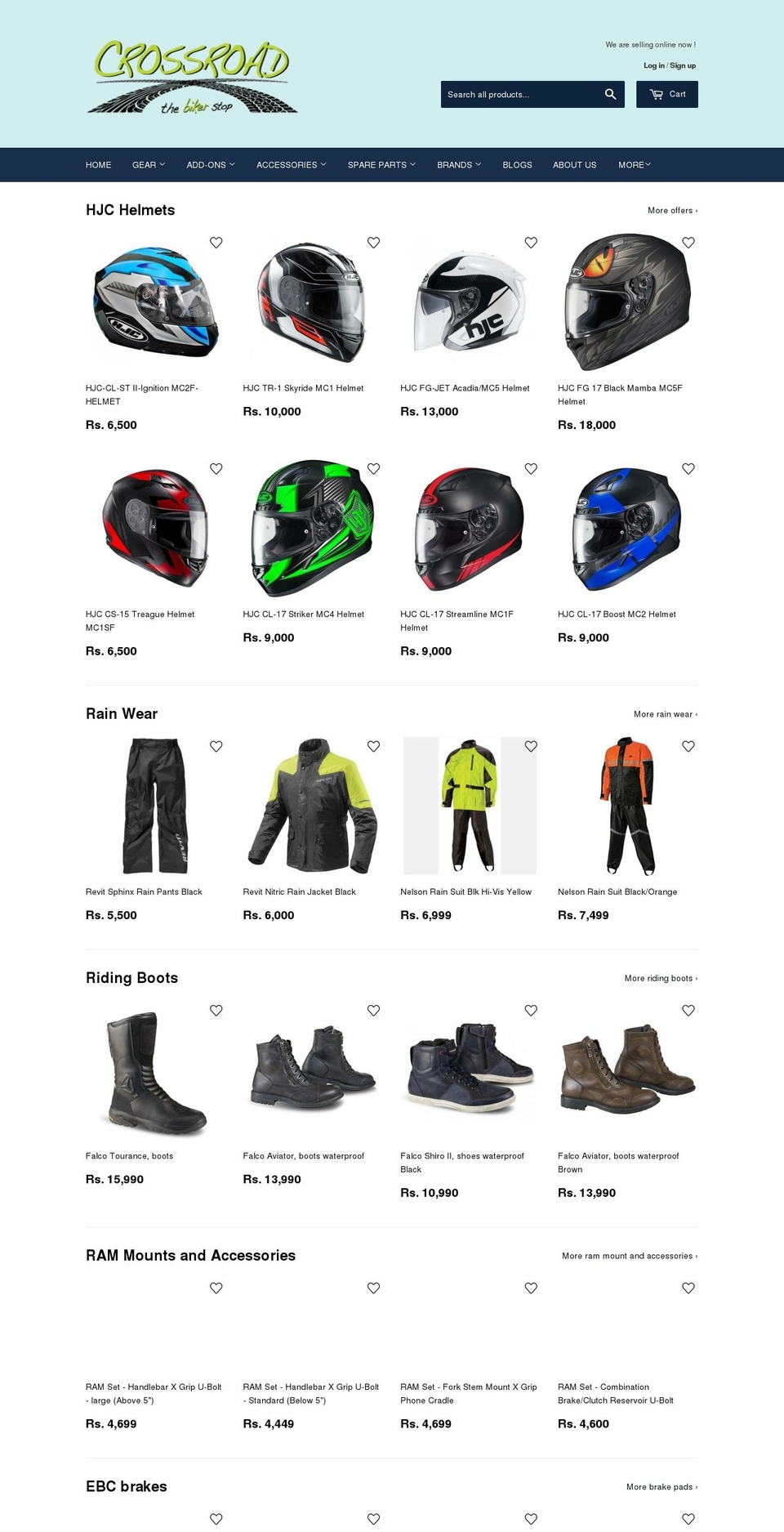 crossroadthebikerstop.com shopify website screenshot