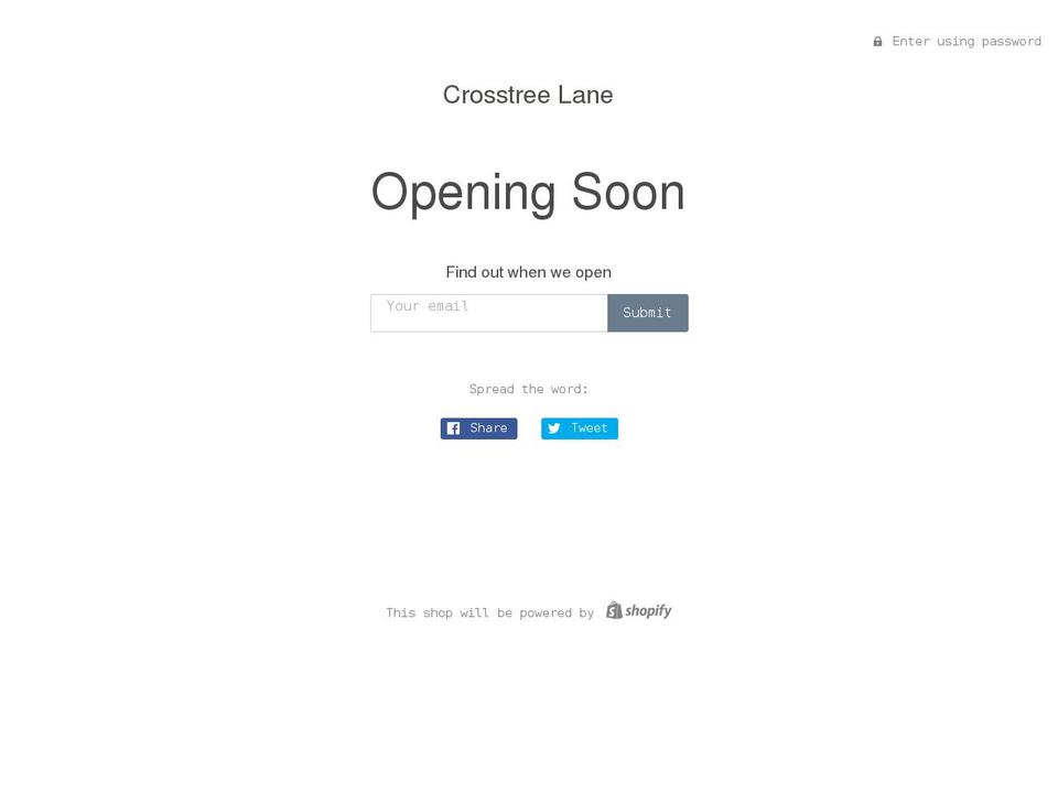 crosstreelane.com shopify website screenshot