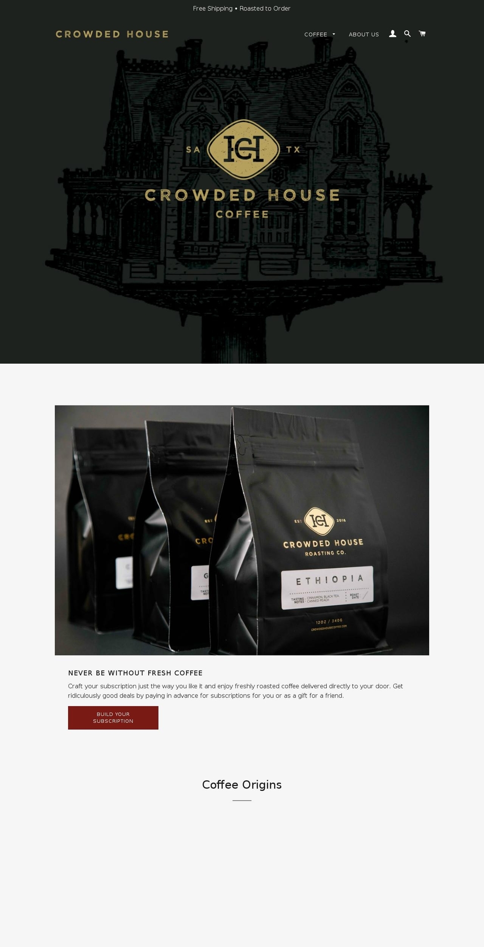 crowdedhousecoffee.com shopify website screenshot