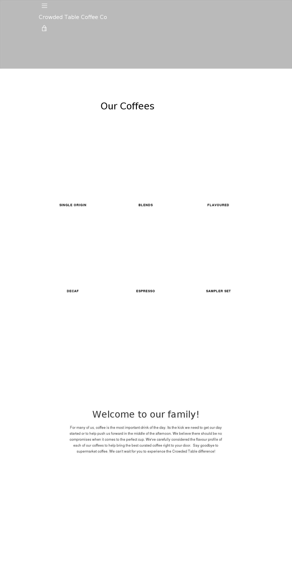 crowdedtablecoffee.com shopify website screenshot