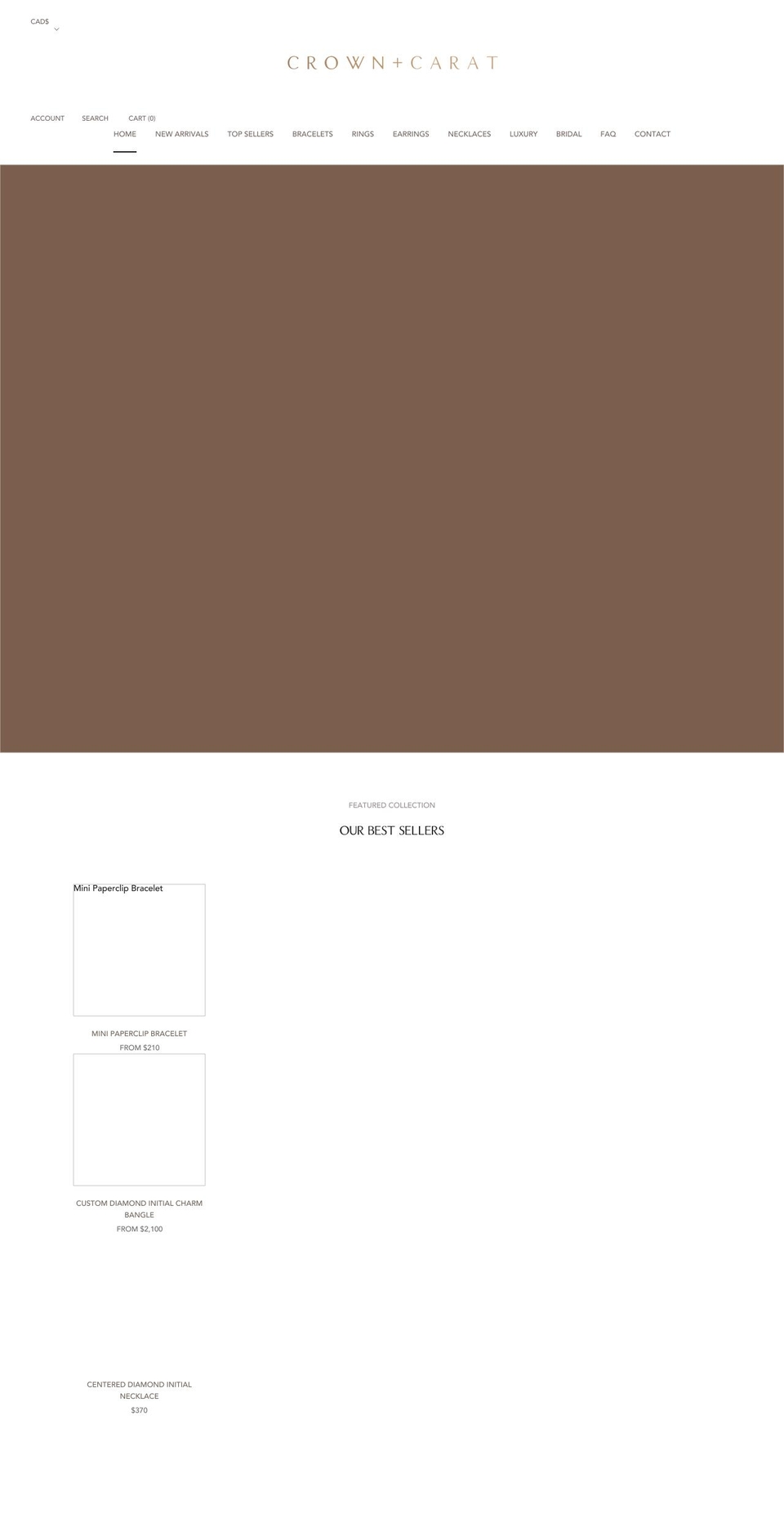 crownandcarat.com shopify website screenshot