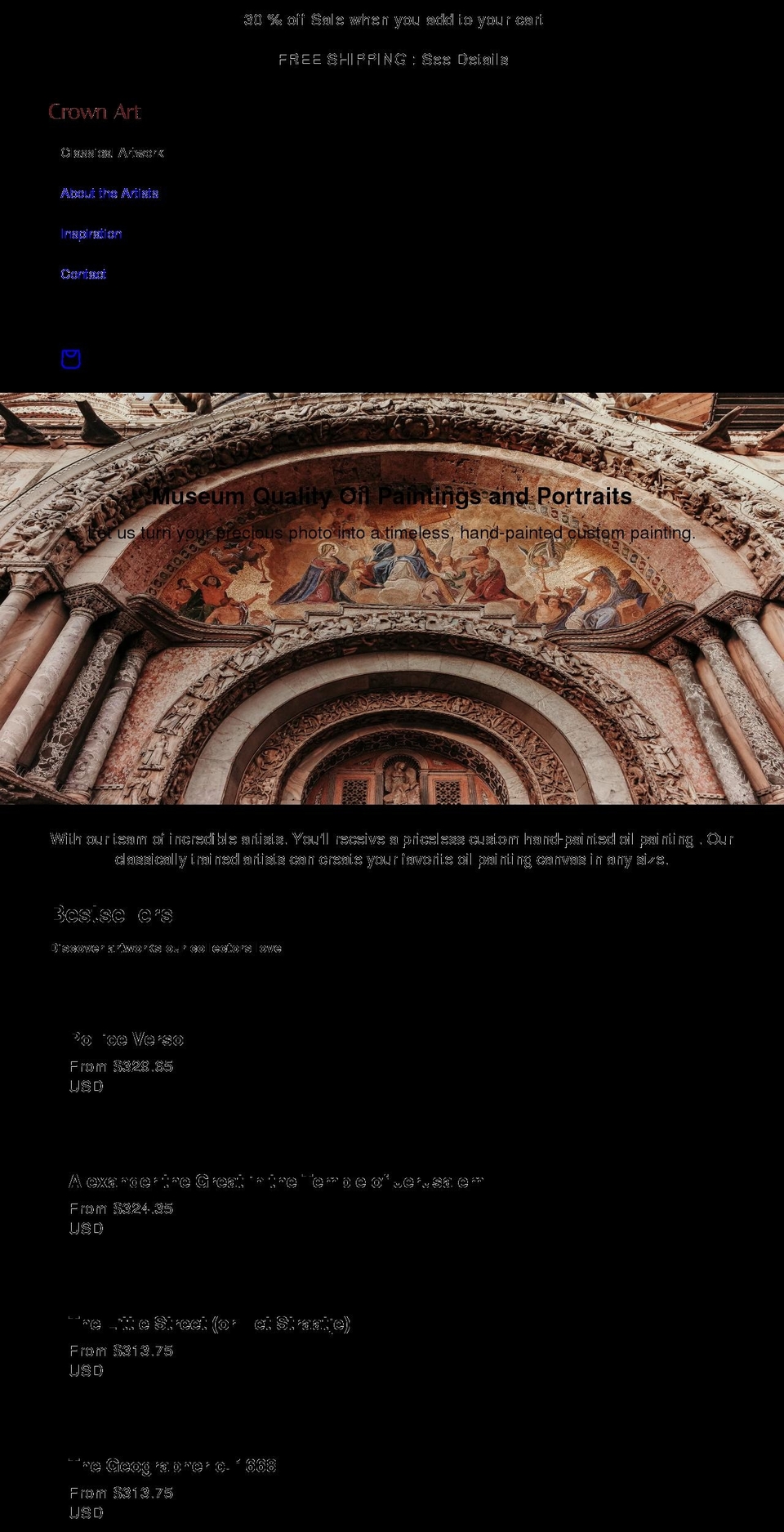 crownart.net shopify website screenshot