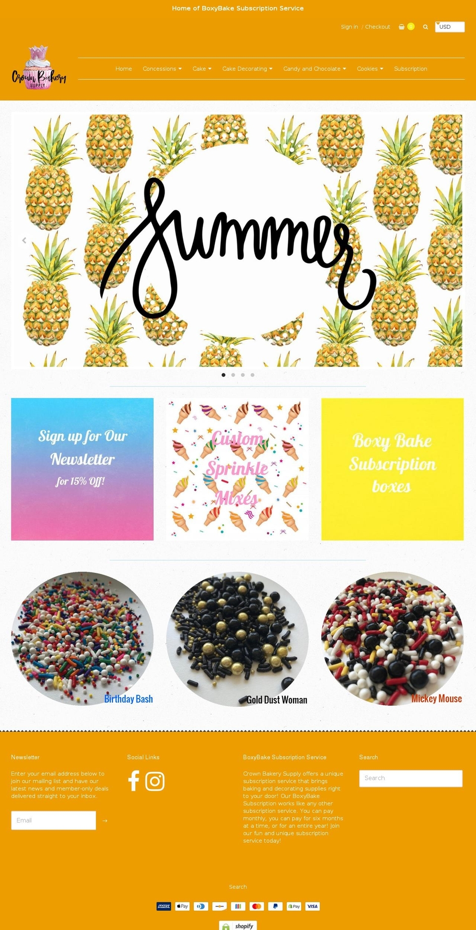 crownbakerysupply.com — Shopify storefront screenshot