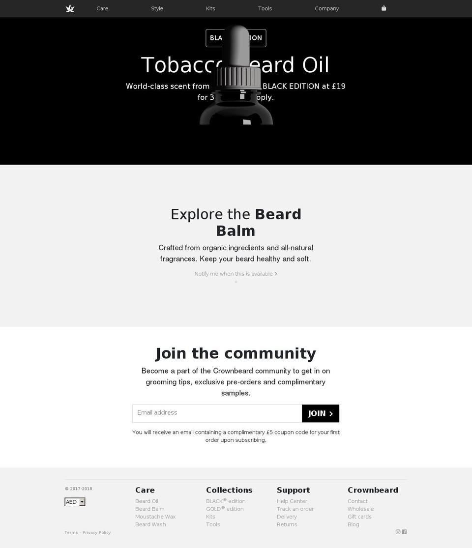 crownbeard.com shopify website screenshot