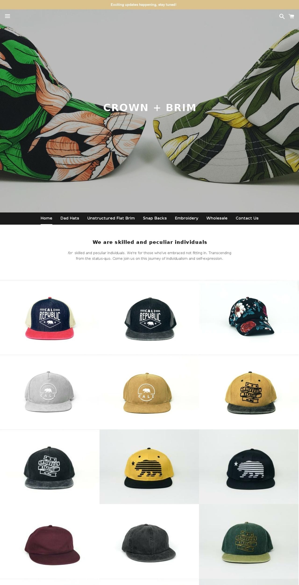 crownbrim.com — Shopify storefront screenshot