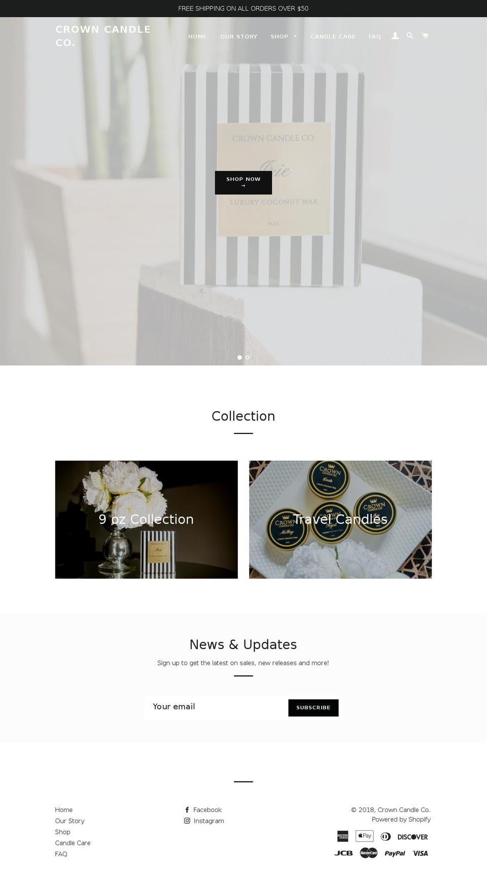 crowncandleco.com — Shopify storefront screenshot