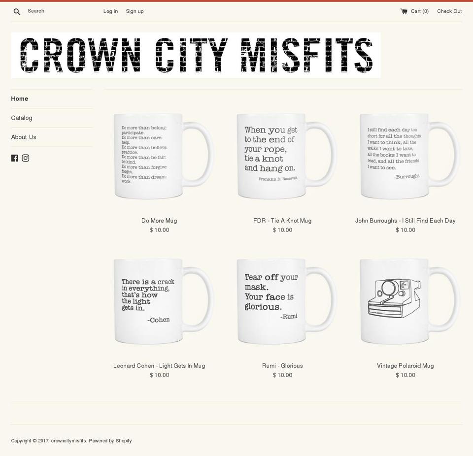 crowncitymisfits.com shopify website screenshot