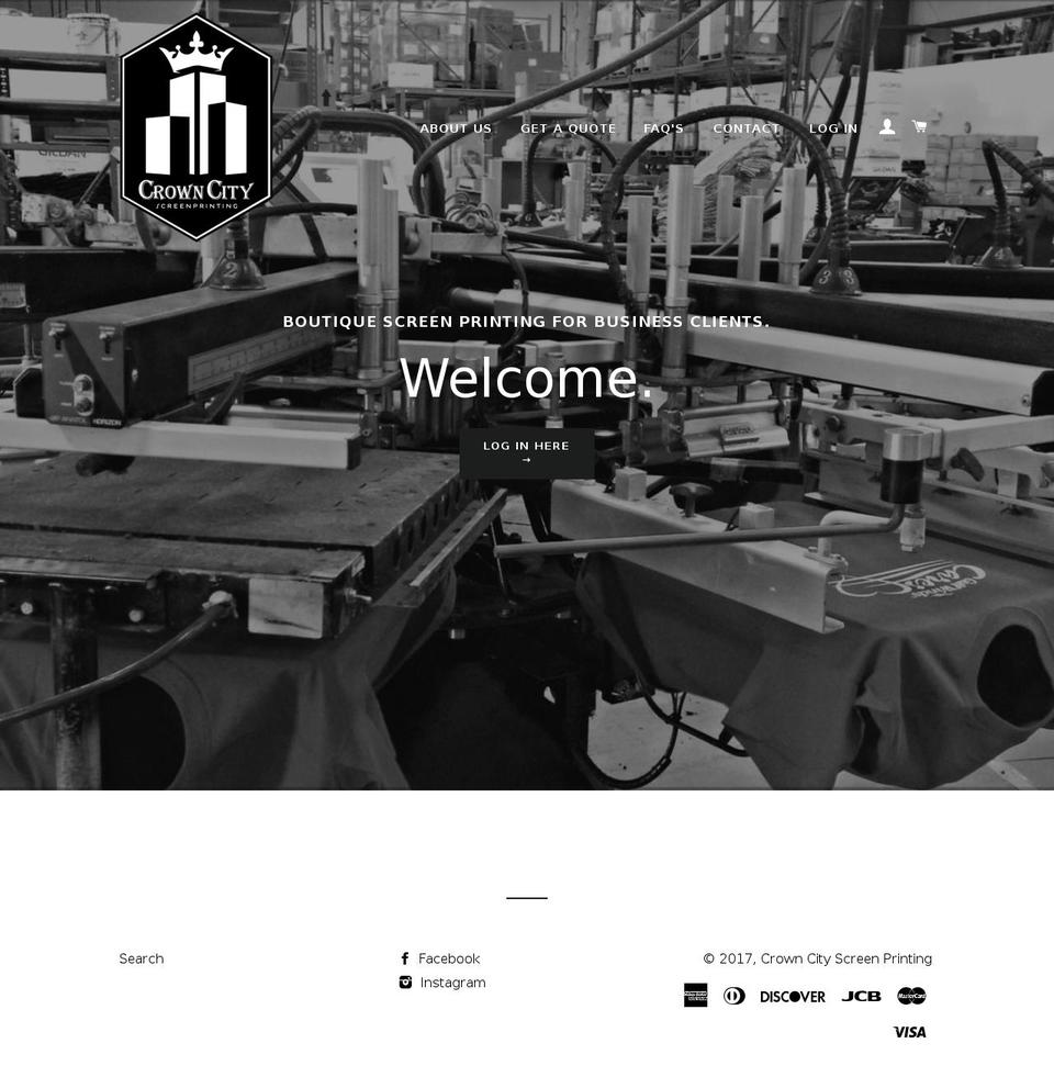 crowncityscreenprinting.com shopify website screenshot