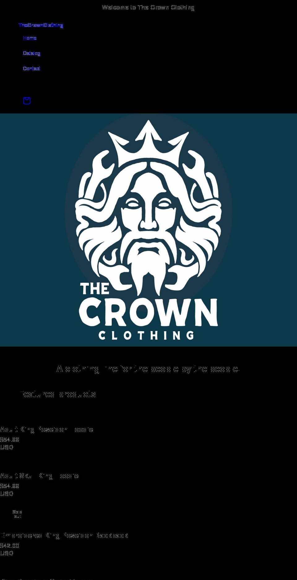 crownclothing.net shopify website screenshot