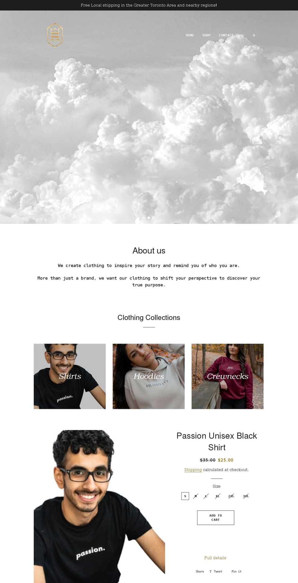 crownclothinginc.com shopify website screenshot