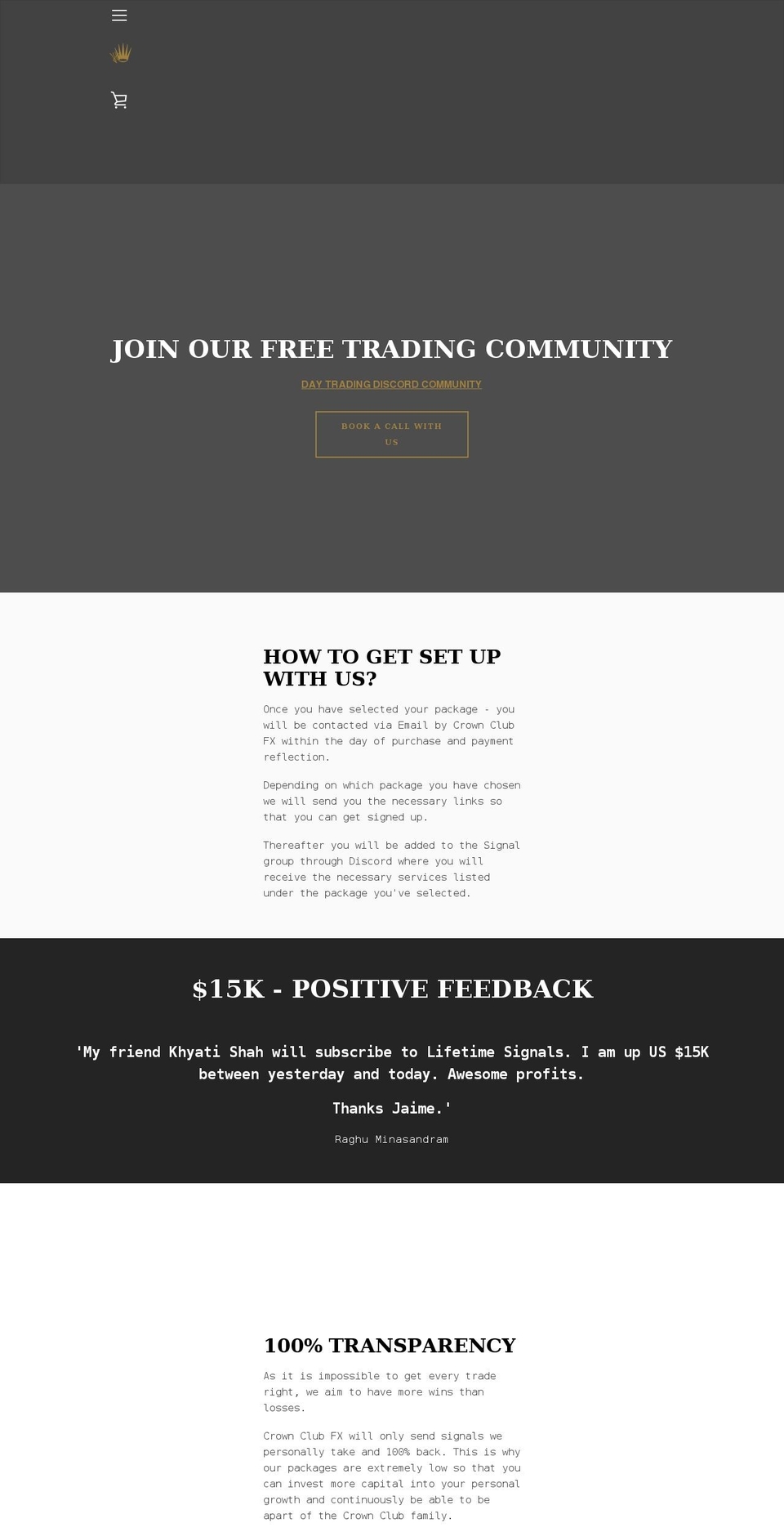crownclubfx.com shopify website screenshot