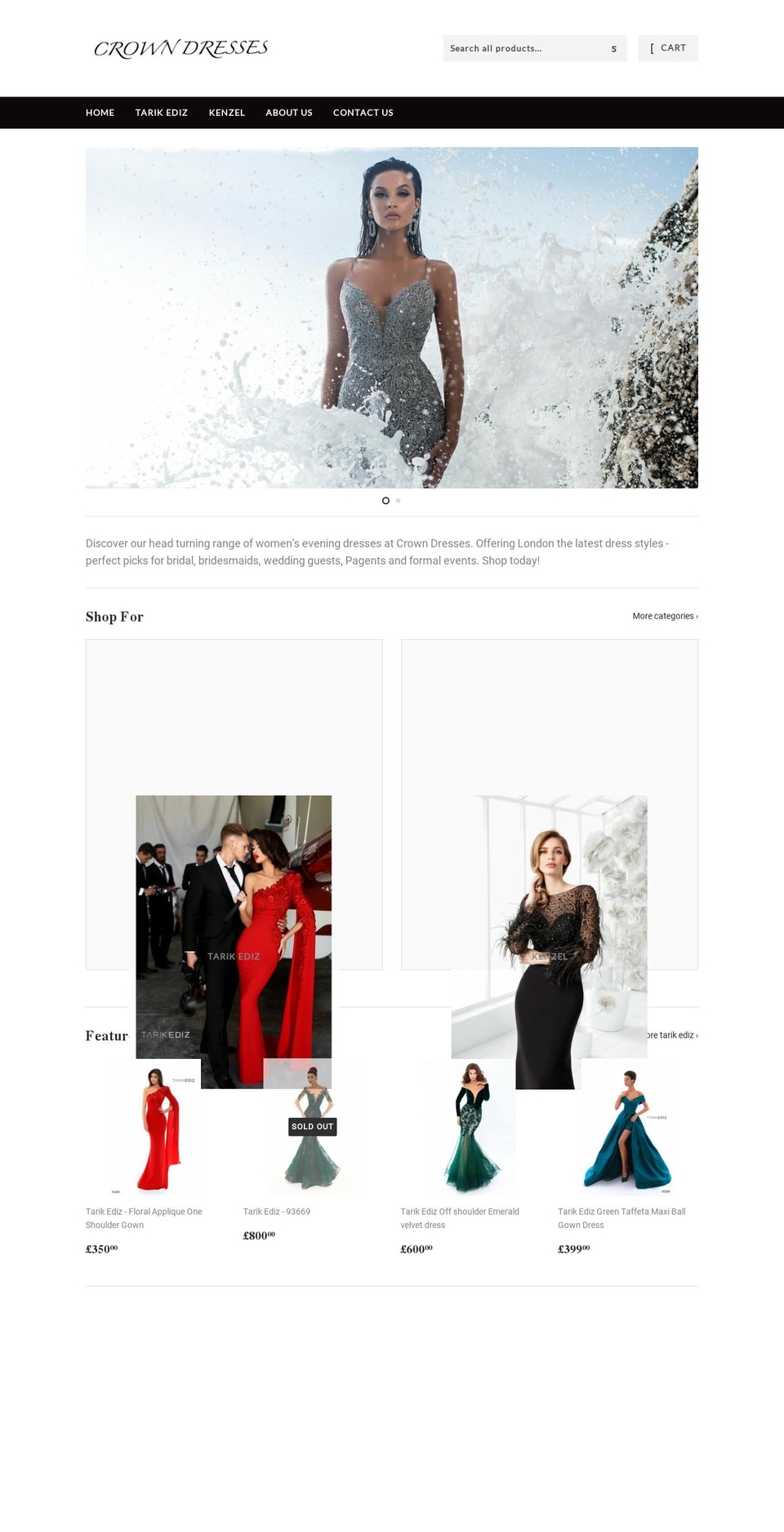 crowndresses.co.uk shopify website screenshot
