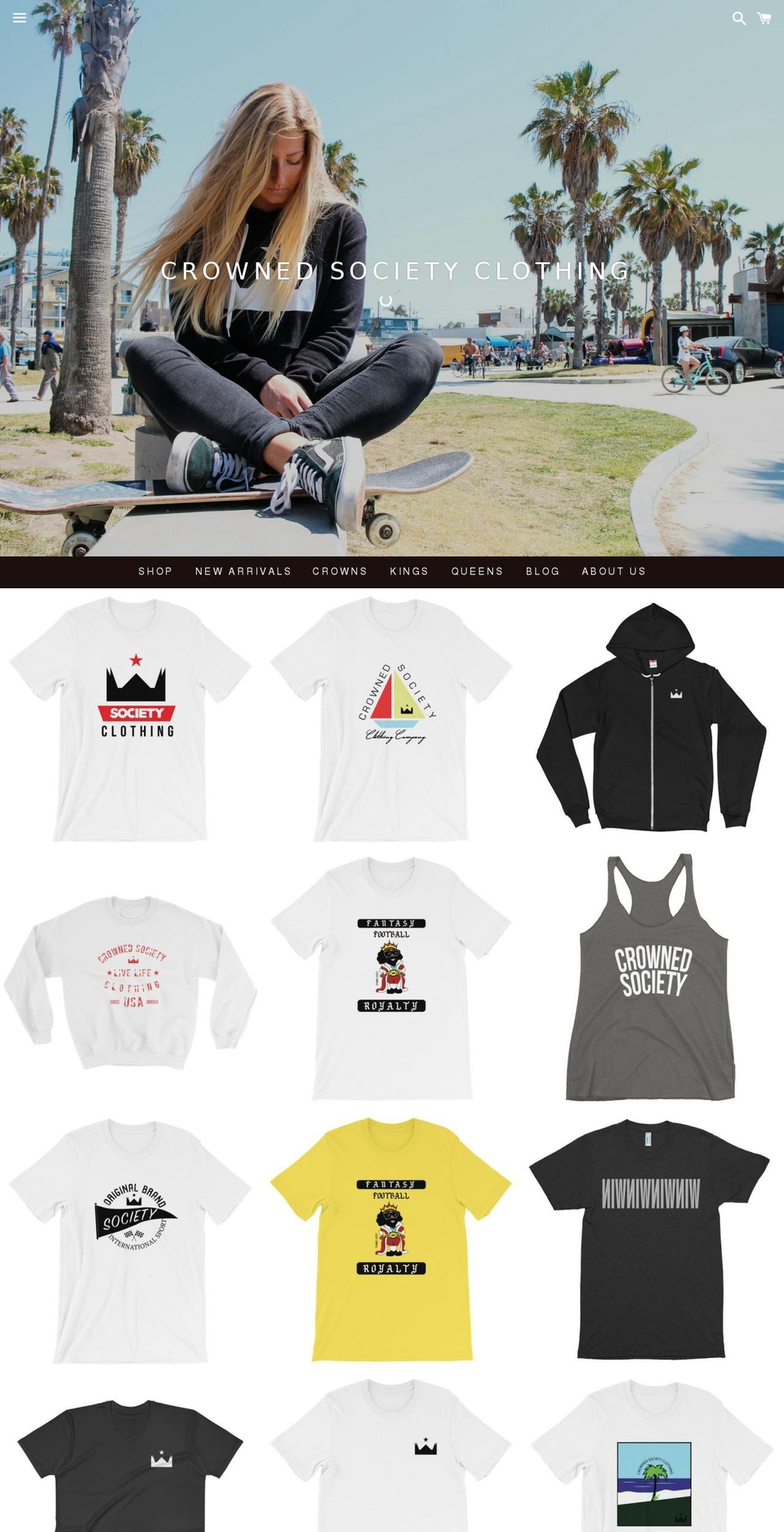 crowned-society.com — Shopify storefront screenshot