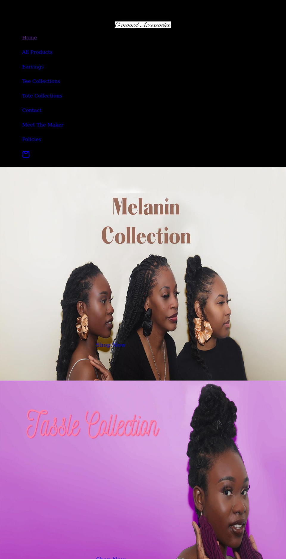 crownedaccessories.com shopify website screenshot