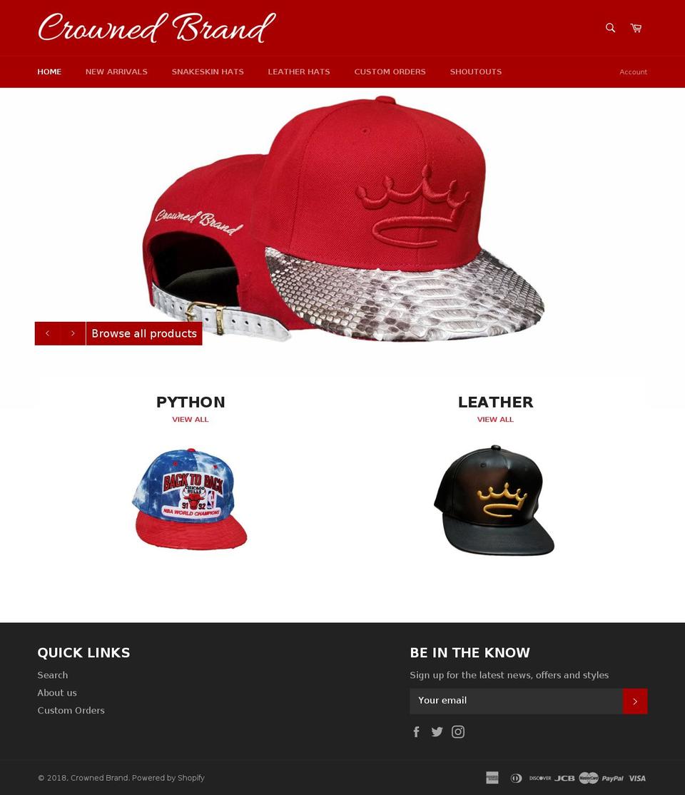 crownedbrand.com — Shopify storefront screenshot