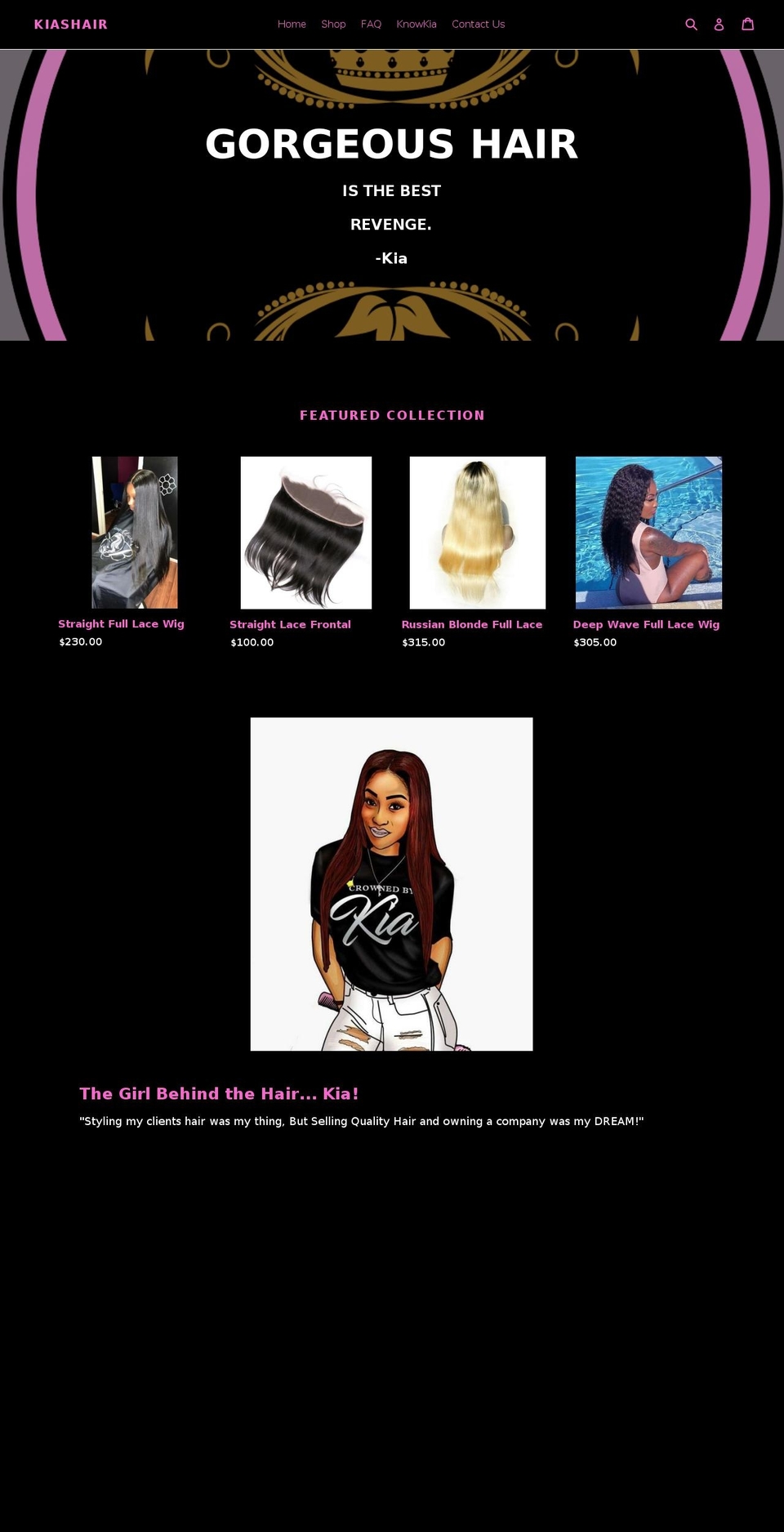 crownedbykia.com — Shopify storefront screenshot