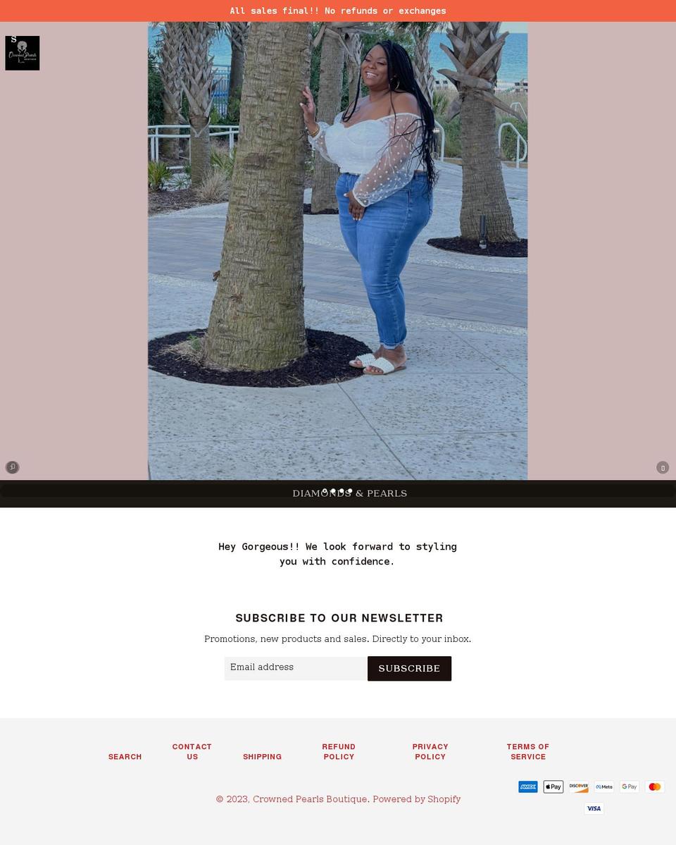 crownedpearls.com shopify website screenshot