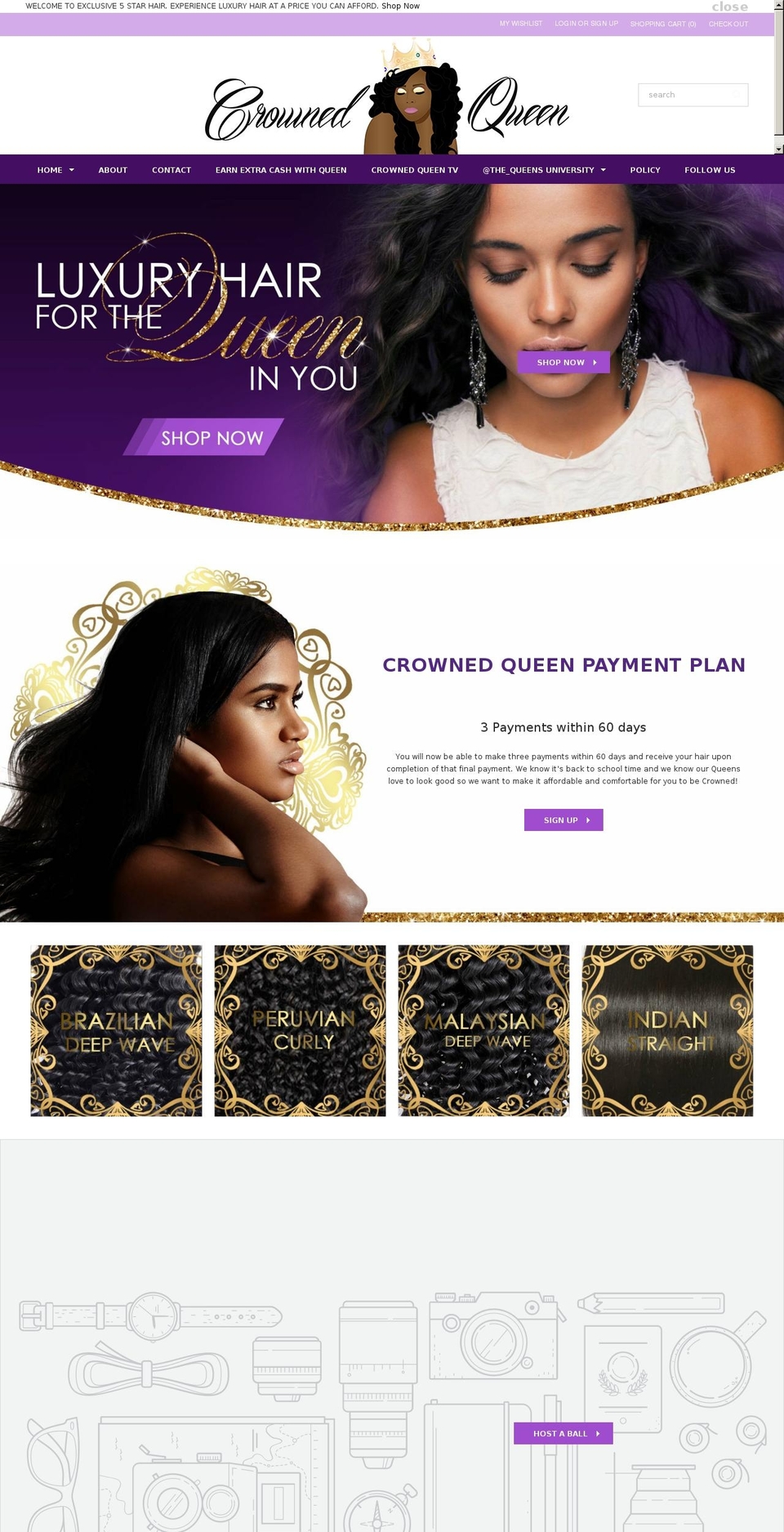 crownedqueenhair.com shopify website screenshot