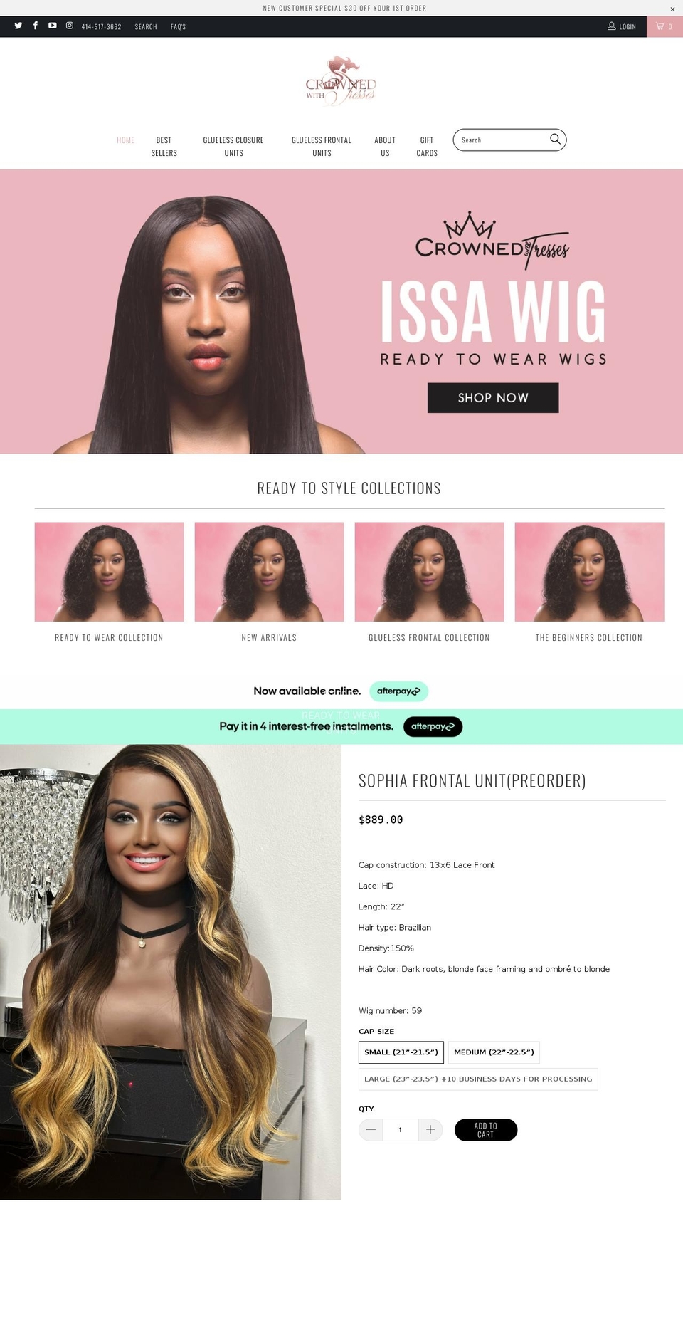 Customized-Theme  Designed by hanzalaateeq Shopify theme site example crownedwithtresses.com
