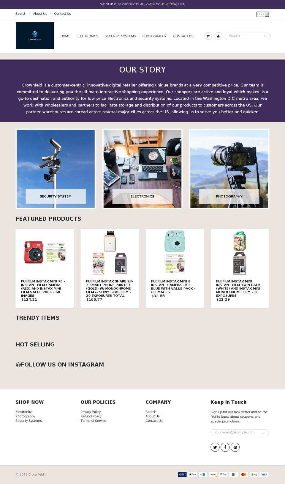 crownfeld.com — Shopify storefront screenshot