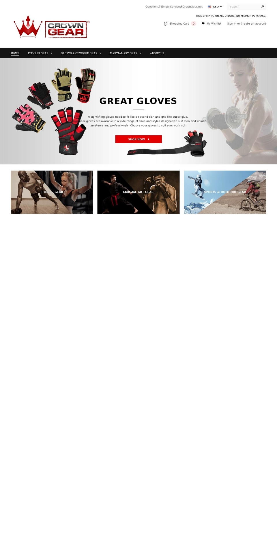 CGv Shopify theme site example crowngearworld.com