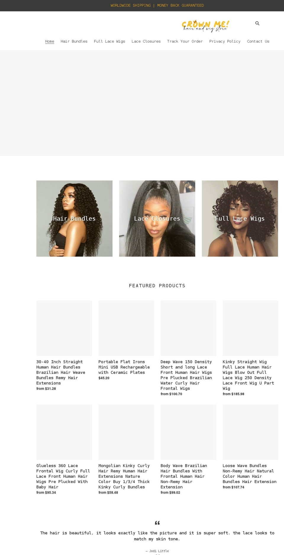 crownmehairshop.com shopify website screenshot