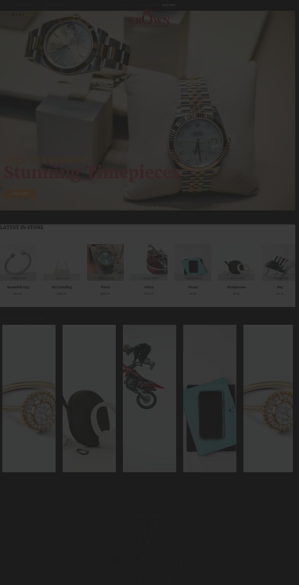 crownpawnboutique.com shopify website screenshot