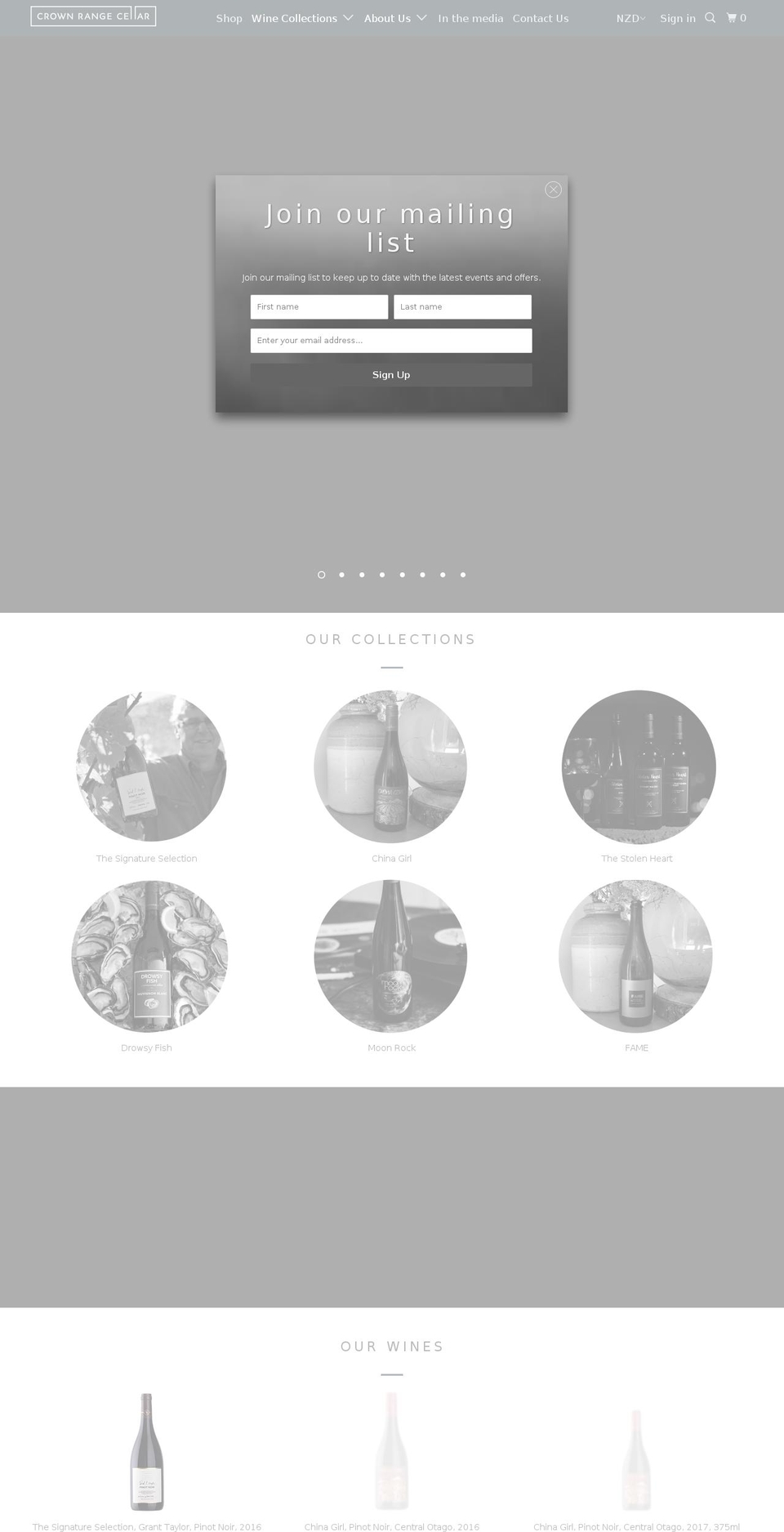 crownrangecellar.com — Shopify storefront screenshot