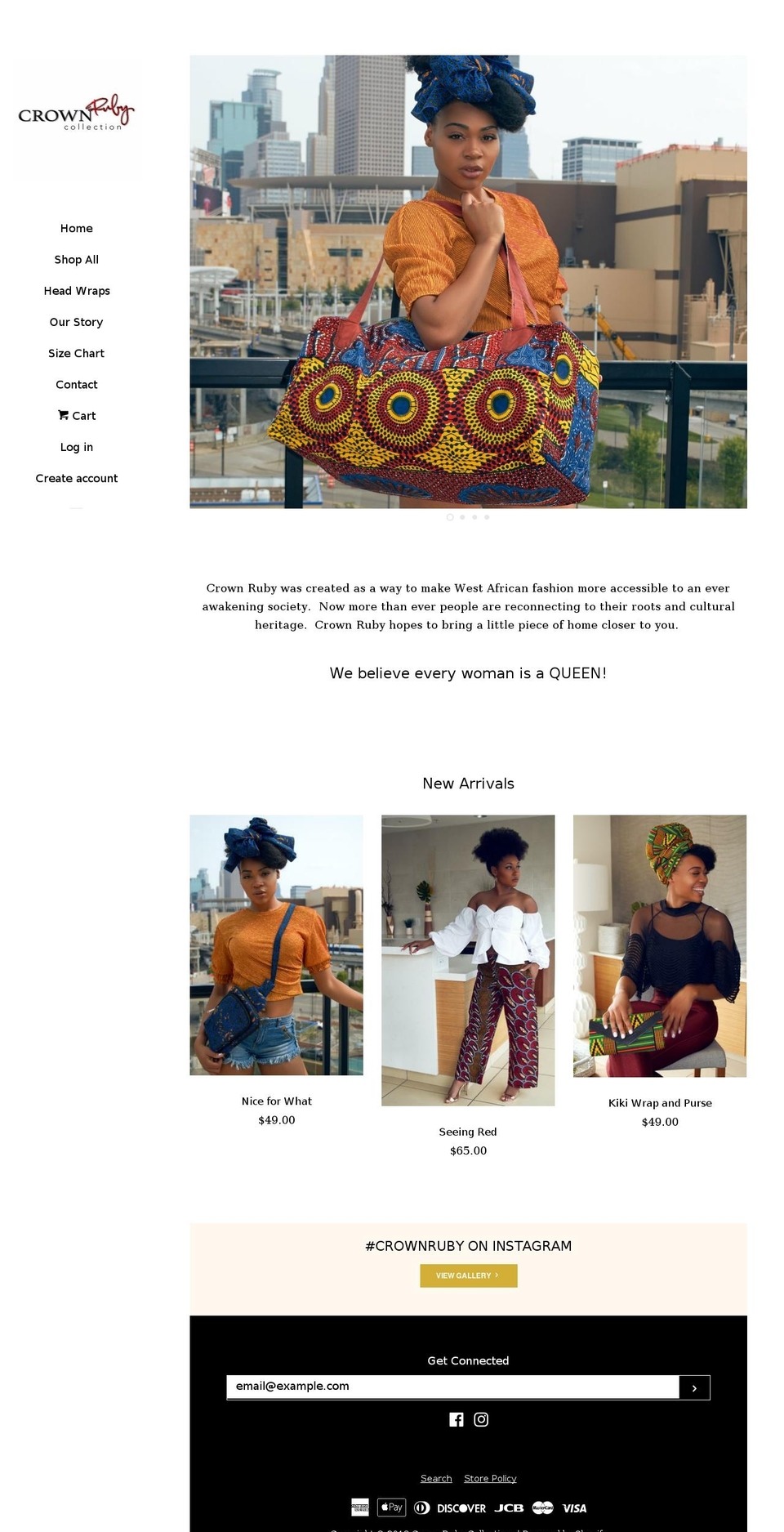 crownrubycollections.com — Shopify storefront screenshot