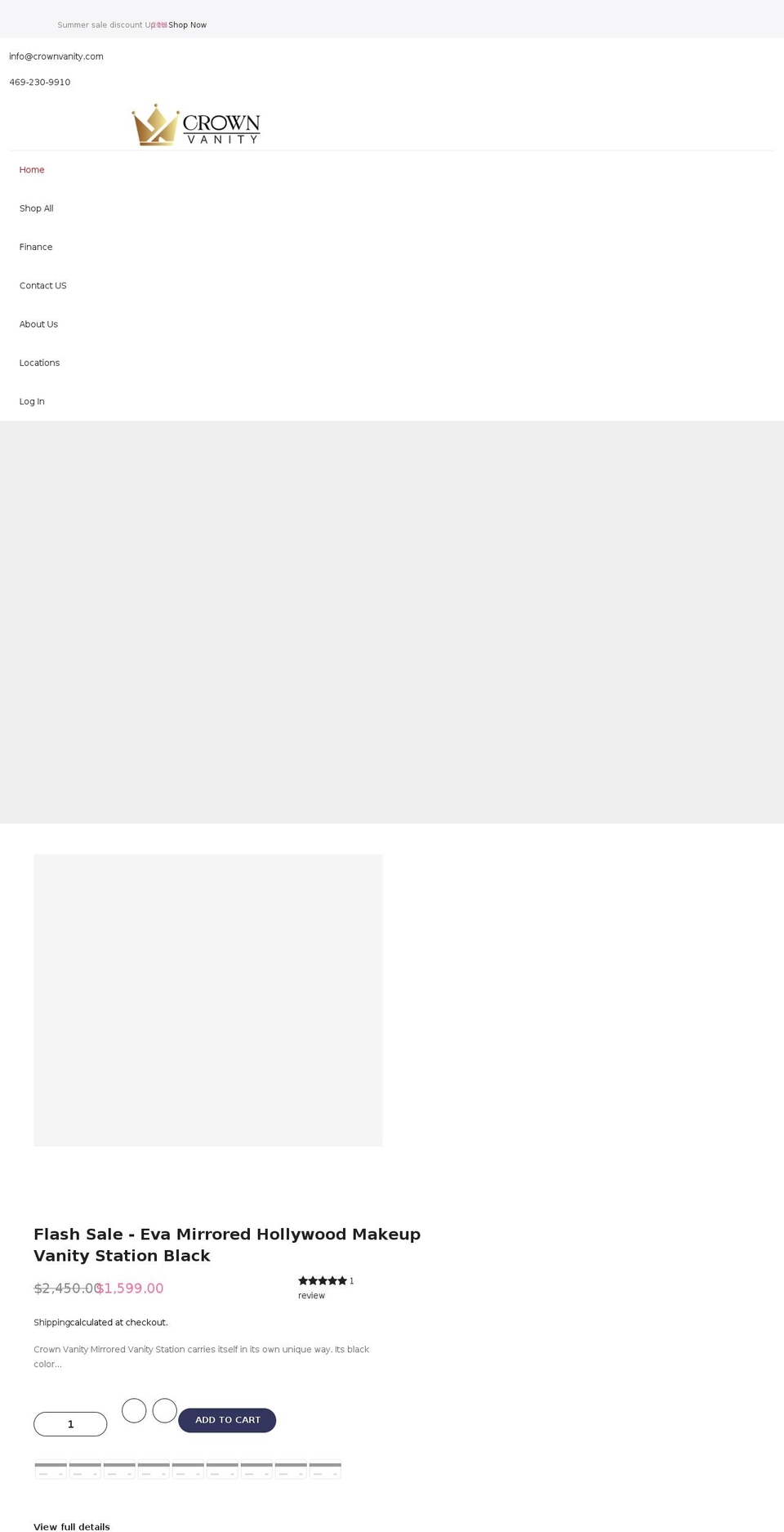 crownvanity.com shopify website screenshot