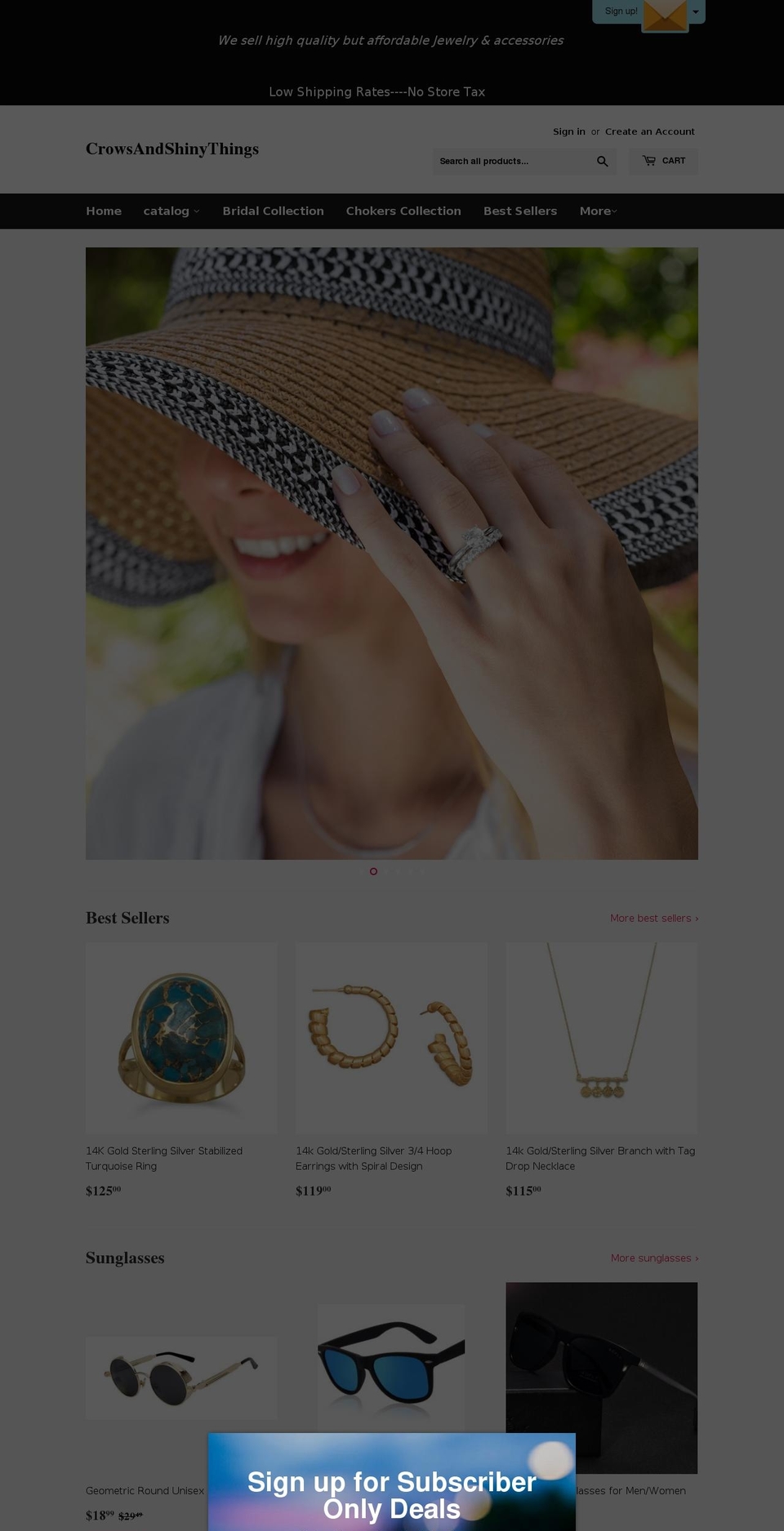 crowsandshinythings.com shopify website screenshot