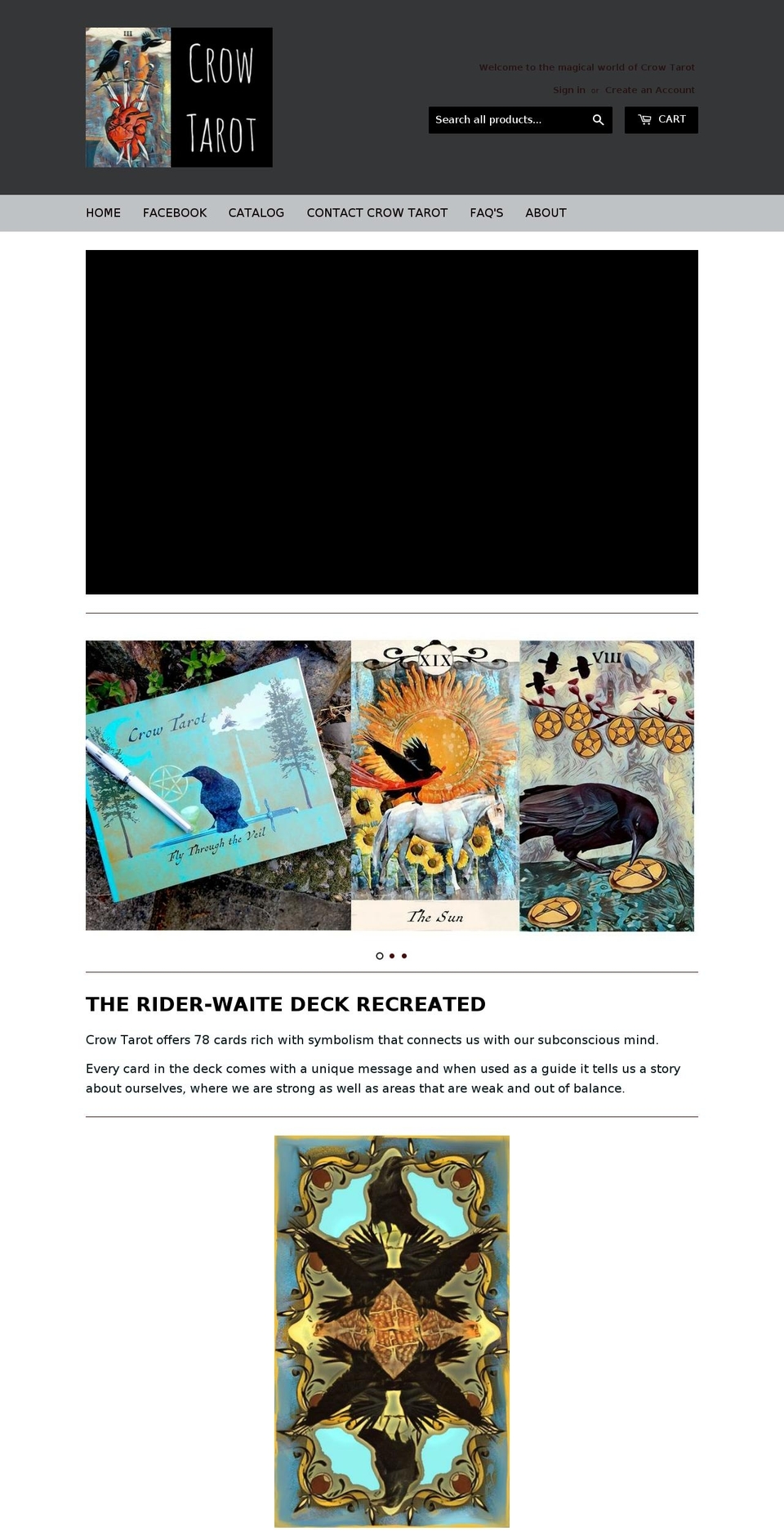 crowtarotshop.com shopify website screenshot