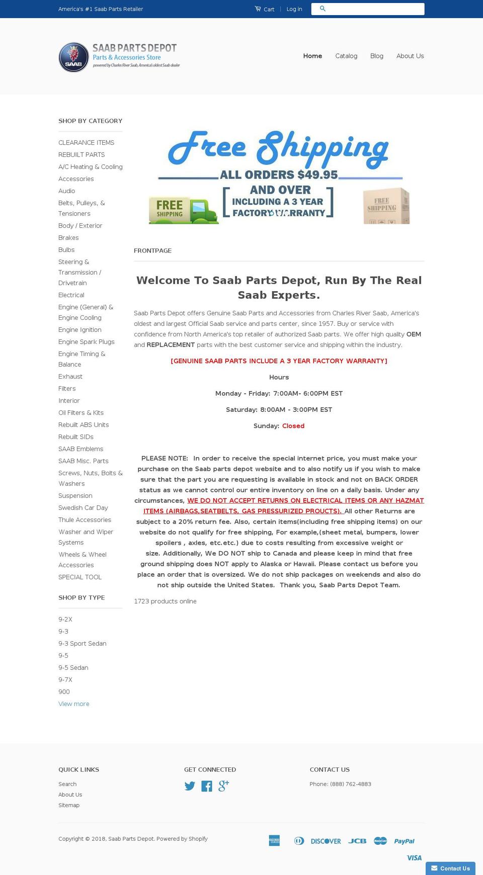 crsaabparts.com — Shopify storefront screenshot