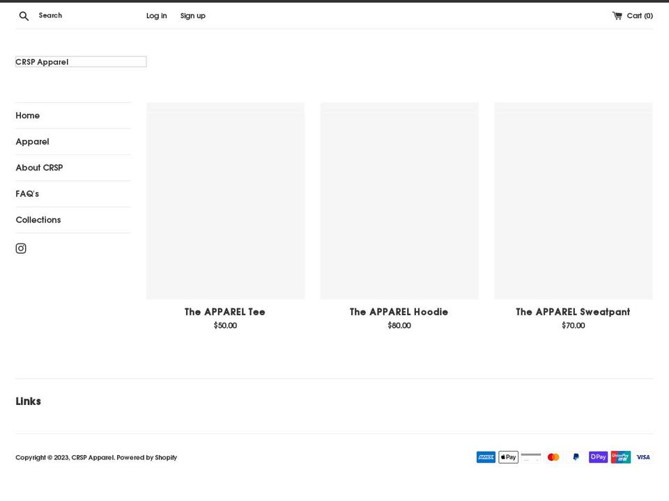crspapparel.com — Shopify storefront screenshot