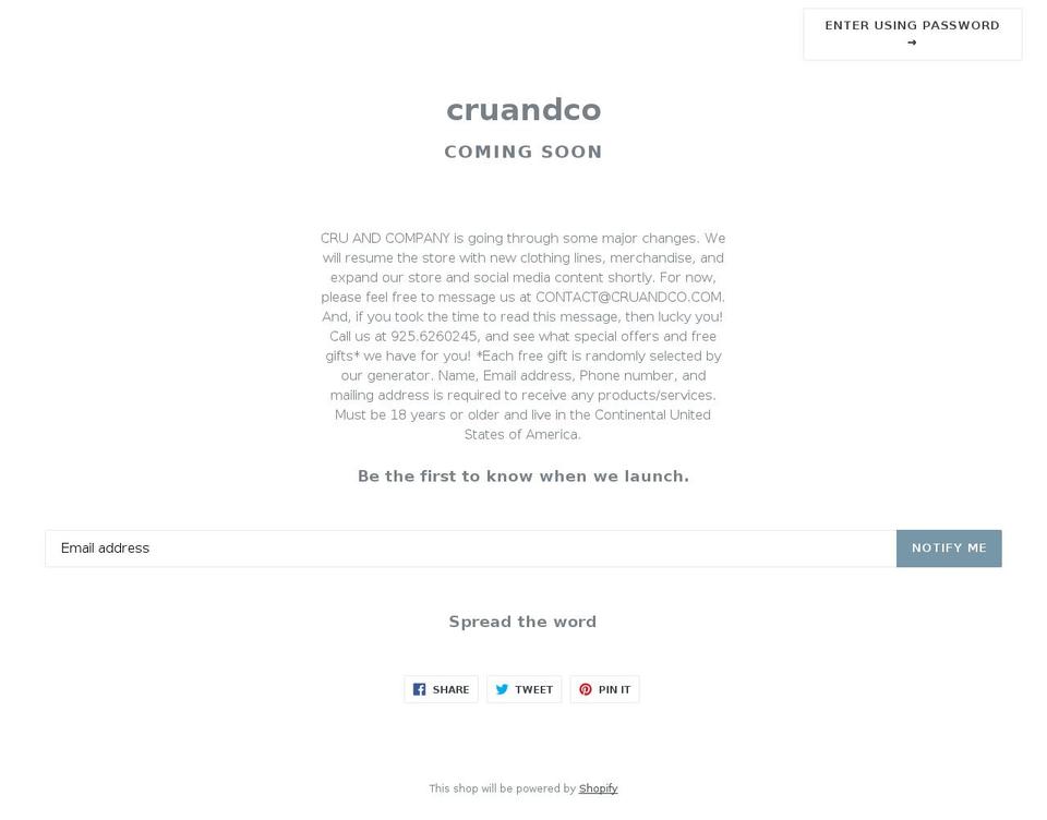cruandco.com — Shopify storefront screenshot