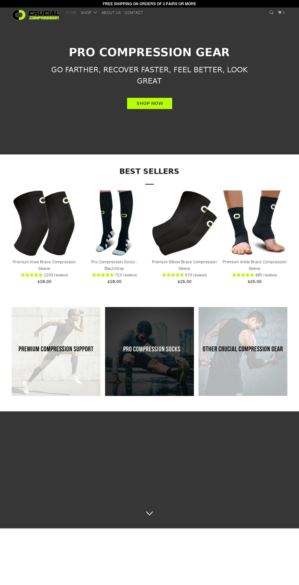 crucialcompression.com shopify website screenshot
