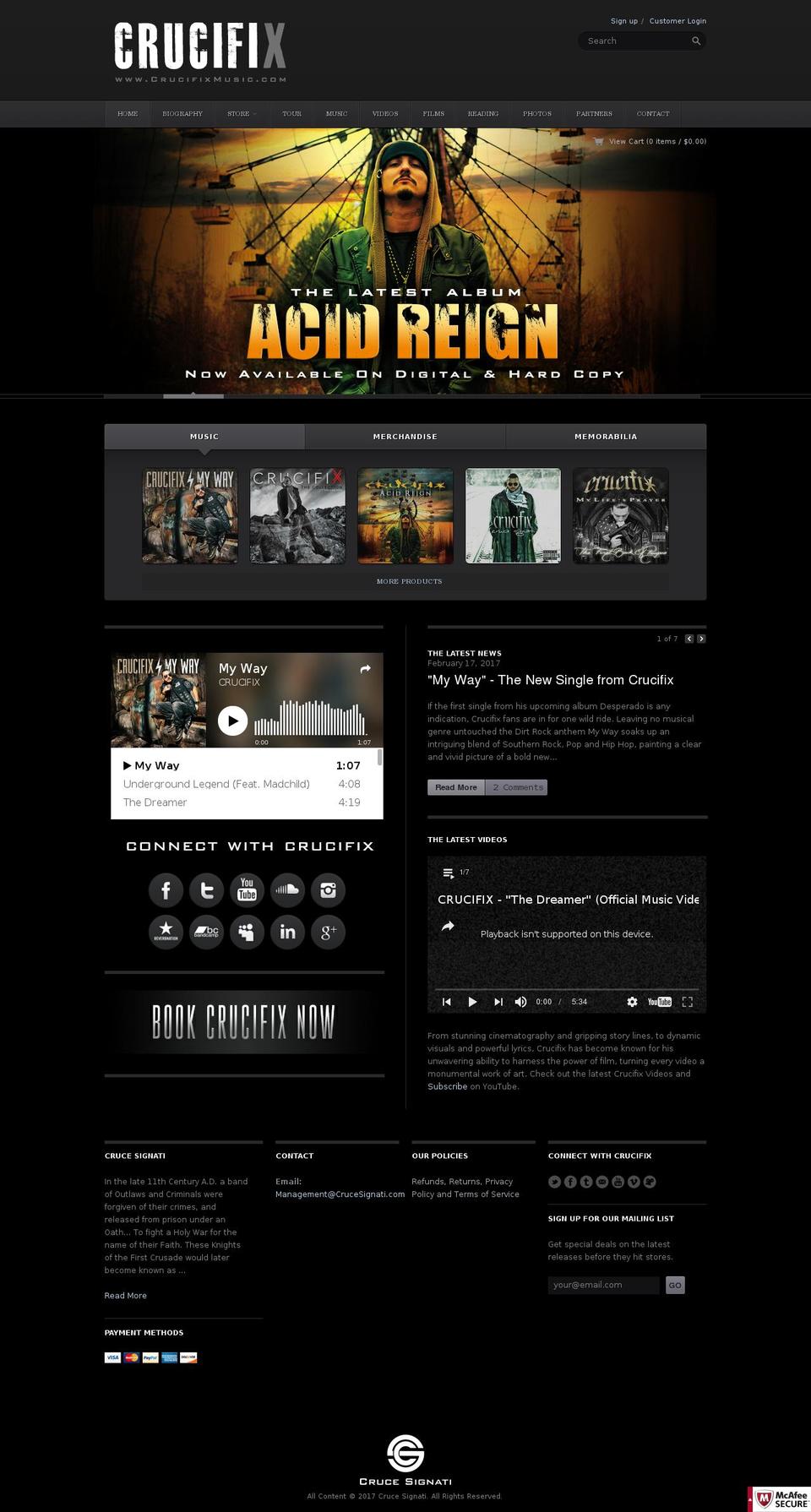 crucifixmusic.com shopify website screenshot