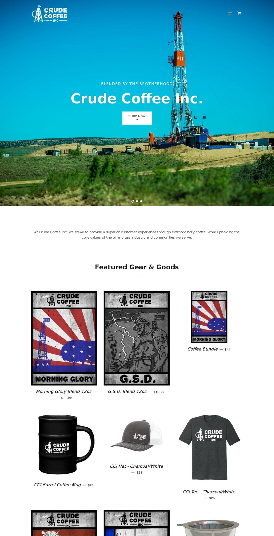 crudecoffeeinc.com shopify website screenshot