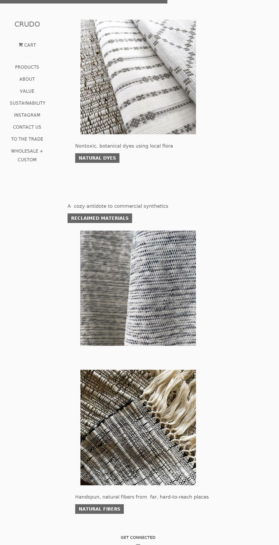 crudotextiles.com shopify website screenshot