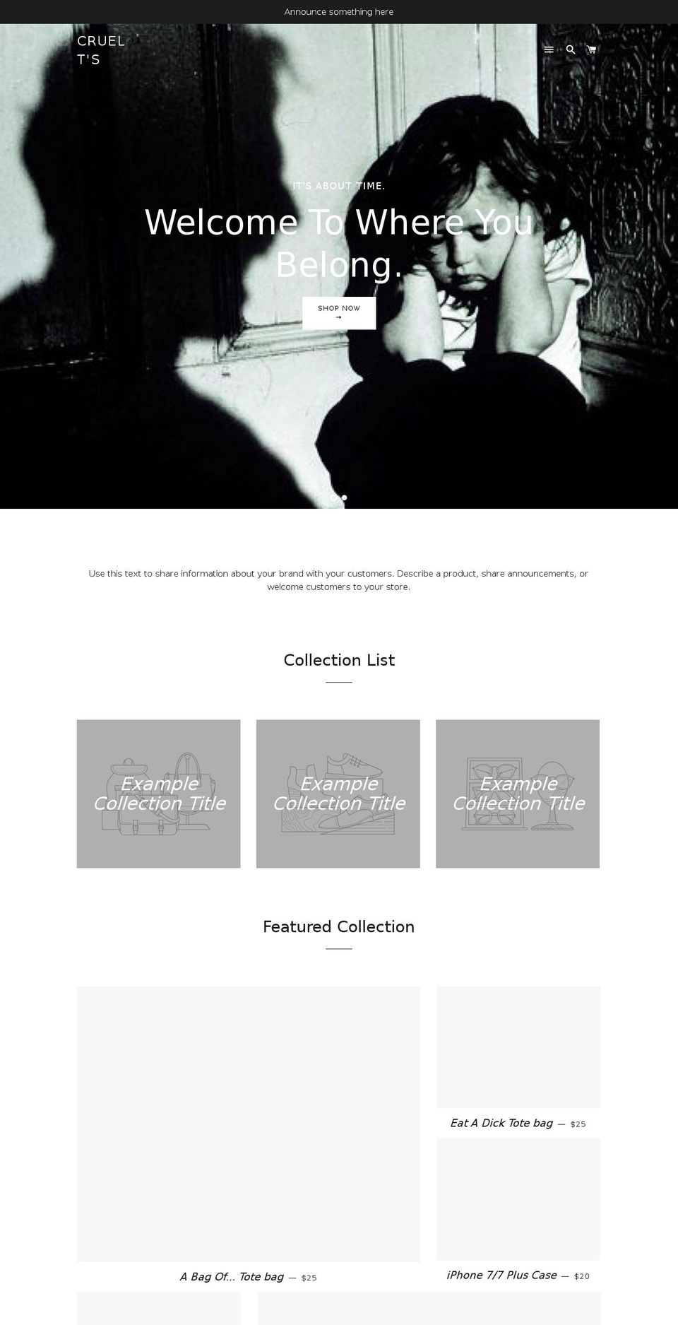 cruelts.com shopify website screenshot