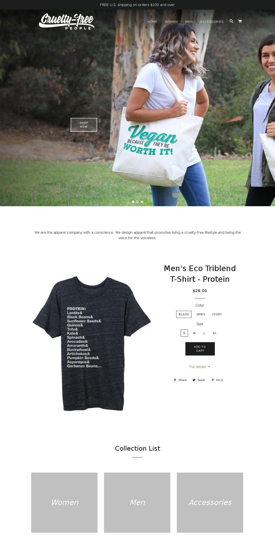 crueltyfreepeople.com — Shopify storefront screenshot