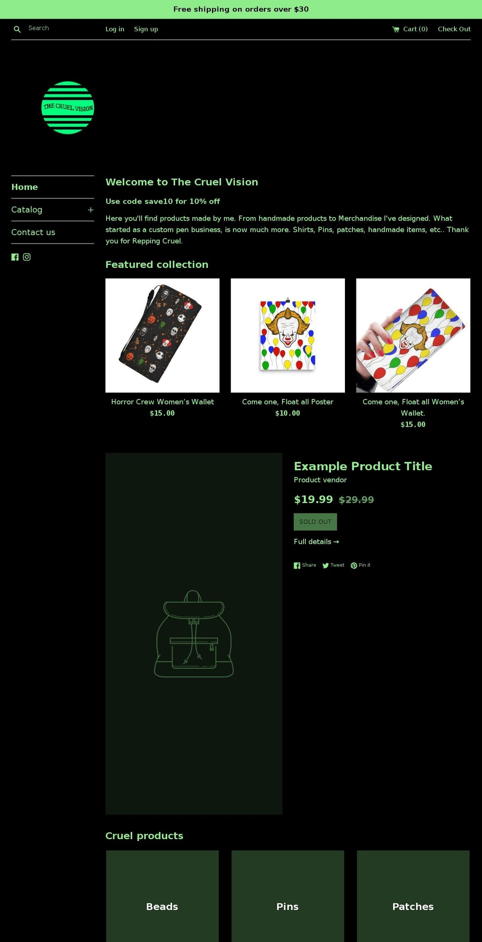 cruelvisionpens.com shopify website screenshot