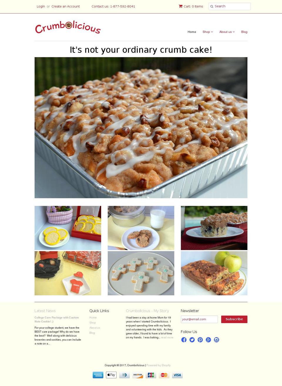 crumbcakeco.com shopify website screenshot